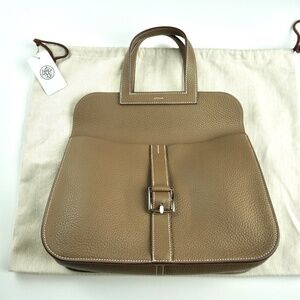 Authentic Hermes Halzan 31 Bag Etoupe Clemence Leather – Full Set – 2020